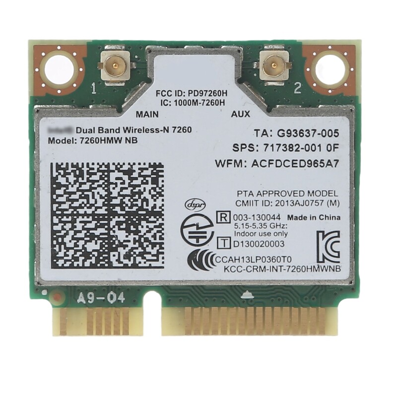 Mini pci-e wifi card forhp laptop 717382-001 for intel wireless-n network card 7260hmw for nb 300mb wlan half pci-e 7260