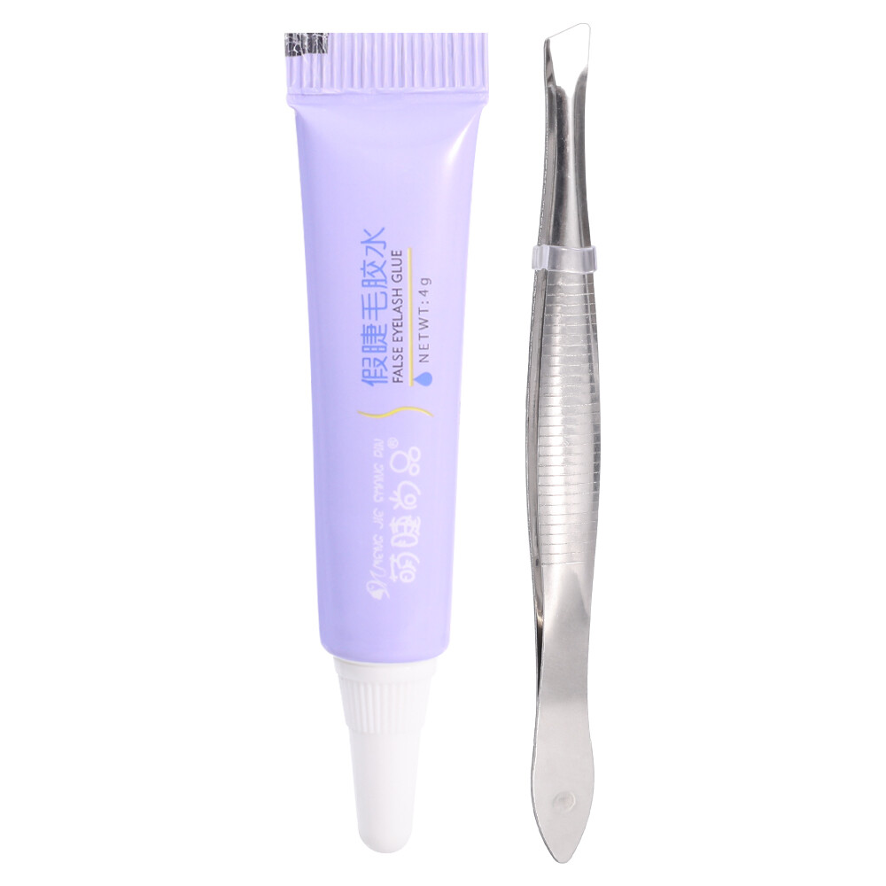 Transparent Eyelash Glue with Tweezers Set Waterproof Lasting Quick Dry Not Irritating Eyelashes Extension Glue Lashes Makeup