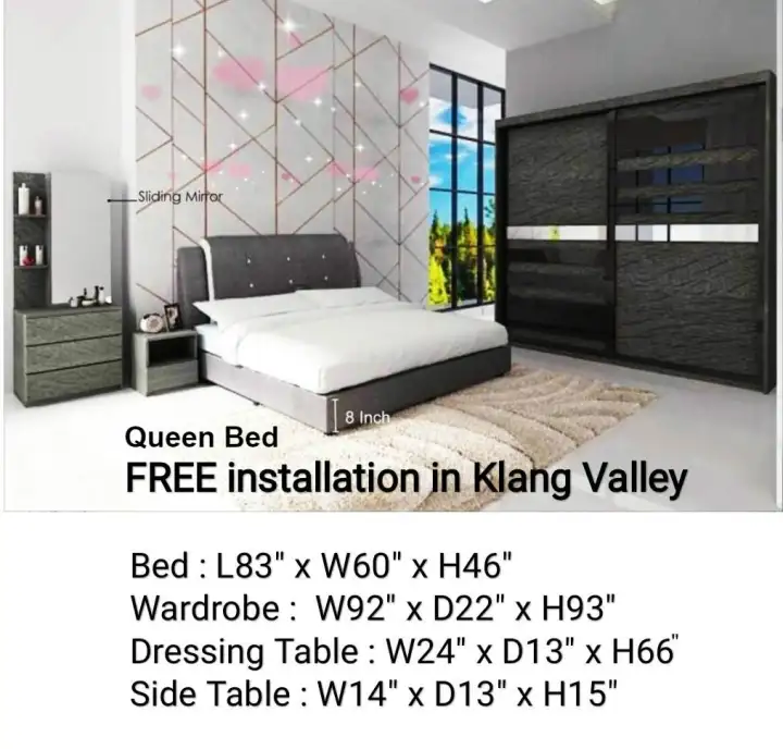 Q 10 Queen Bedroom Set Bedframe Wardrobe Dressing Table Bedframe Wardrobe Dressing Table