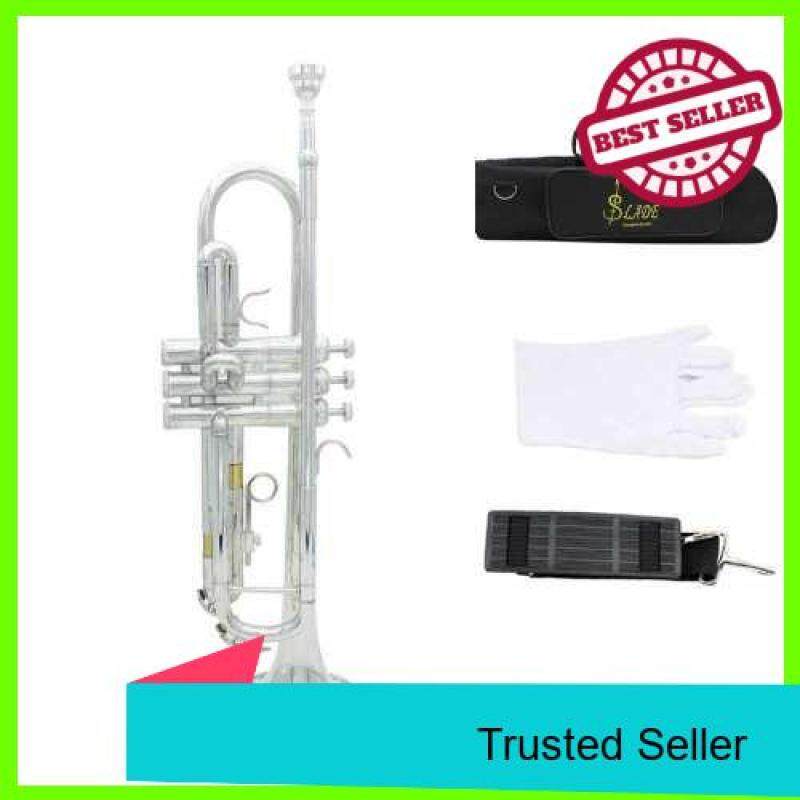 Trumpet Bb B Flat Brass Exquisite with Mouthpiece Gloves (Silver) Malaysia