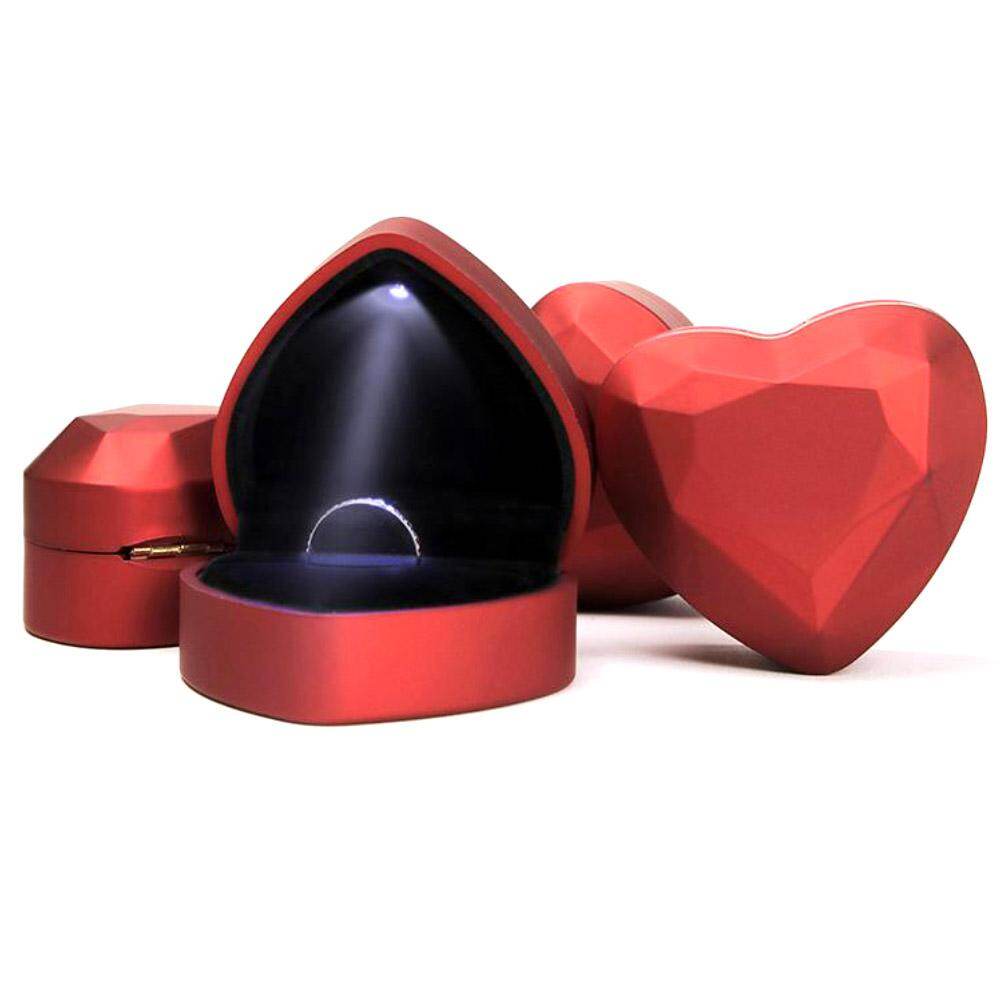 Heart Shape LED Light Ring Holder Box Proposal Wedding Band Display Storage Case