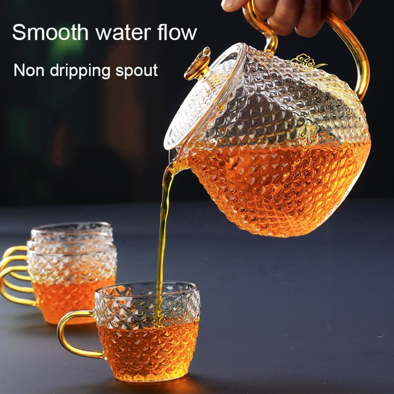 Bộ ấm trà thủy tinh ấm trà pha thủy tinh Borosilicat Bộ ấm trà kính ấm trà thủy tinh Bộ tách Bộ ấm trà Bộ trà Kung Fu ấm trà thủy tinh chịu nhiệt