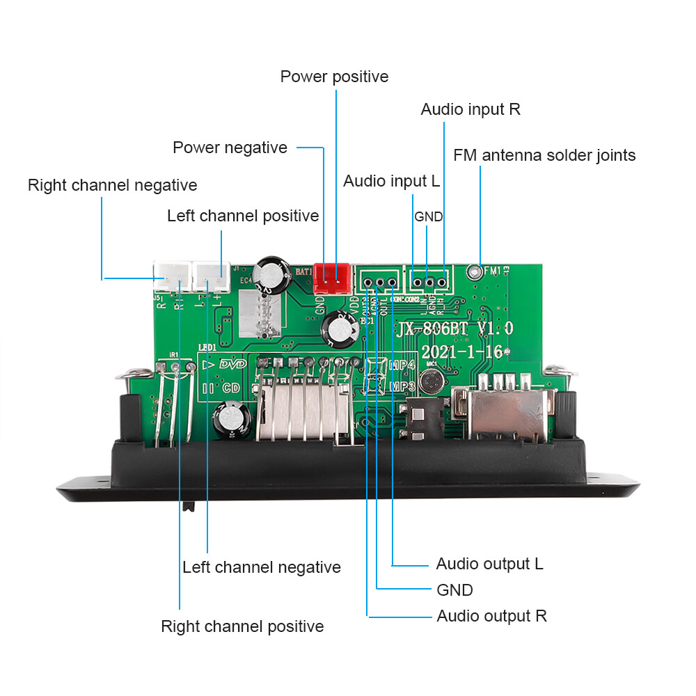 KEBIDU Bộ Khuếch Đại 2X25W Bo Mạch Giải Mã 12V Bo Mạch Giải Mã Bluetooth 5.0 MP3 WMA Với Mic Rảnh Tay Chức Năng Ghi Âm Mô-đun Âm Thanh USB TF Radio Máy Nghe Nhạc MP3 Trên Xe Hơi