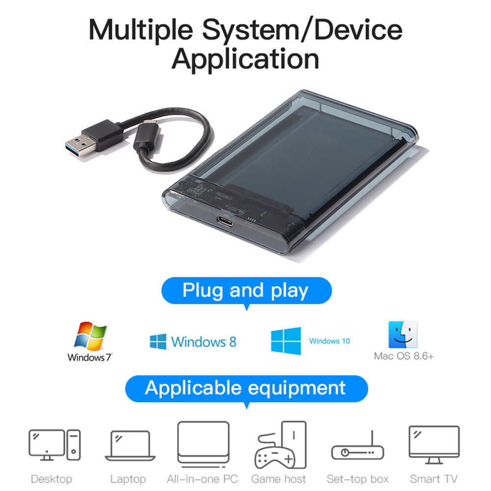 USB 3.1 Type-C Mobile Hard Drive Case 2.5 inch SATA HDD SSD External Case