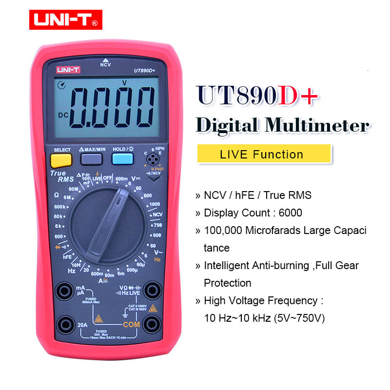 【Ready Stock】UNIT Digital Multimeter True RMS UT890C UT890D+ Manual Range AC DC Frequency Capacitance Temperature Tester Backligh