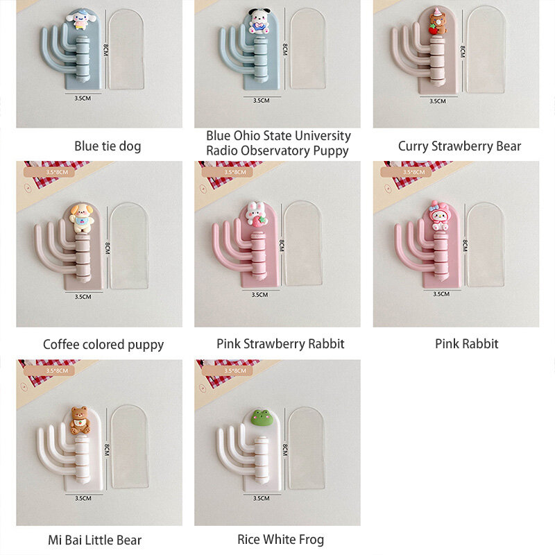 Punch-free hook cute seamless three-hook wall strong paste door dormitory self-adhesive sticky hook rotating wall