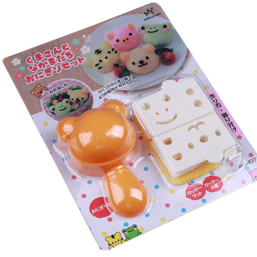 3pcs/Set Sushi Mold Rice Ball Mold Cartoon Cat Pattern SushiKitchen Rice Decor Kits Sandwich Maker Mold For Baby Kid