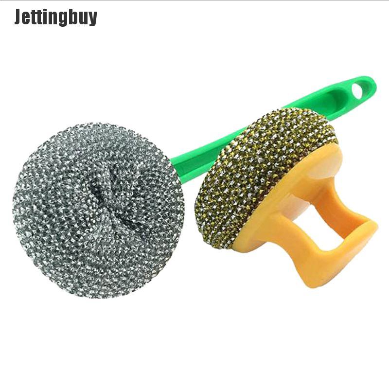 [Jettingbuy] Wire Ball Brush With Handle Pan Cleaning Brush Dish Handle Washing Brush