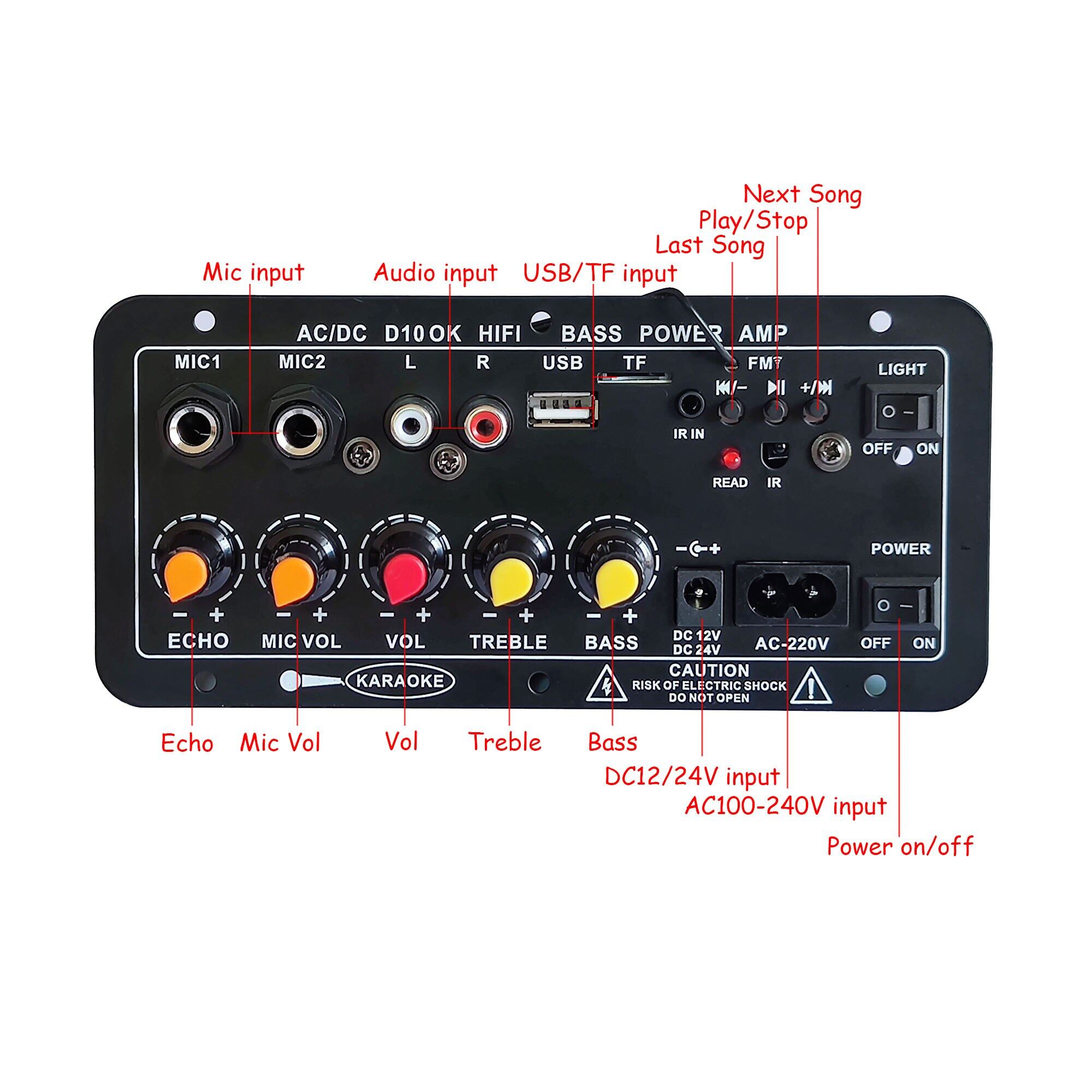 Bảng Mạch Khuếch Đại Bluetooth Kỹ Thuật Số 220V 12V 24V Bộ Khuếch Đại Âm Thanh Cho Loa 8-12 Inch Bảng Điều Khiển Loa Tự Làm Rạp Hát Tại Nhà