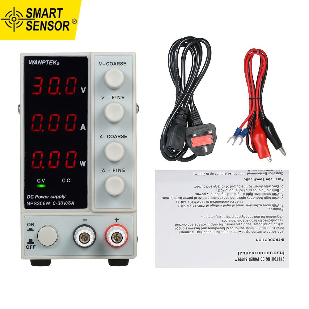 Smart sensor wanptek nps306w 0-30v 0-6a switching dc power supply 3 digits display led high precision adjustable mini power supply ac 115v/230v 50/60hz voltage & current regulated dual output