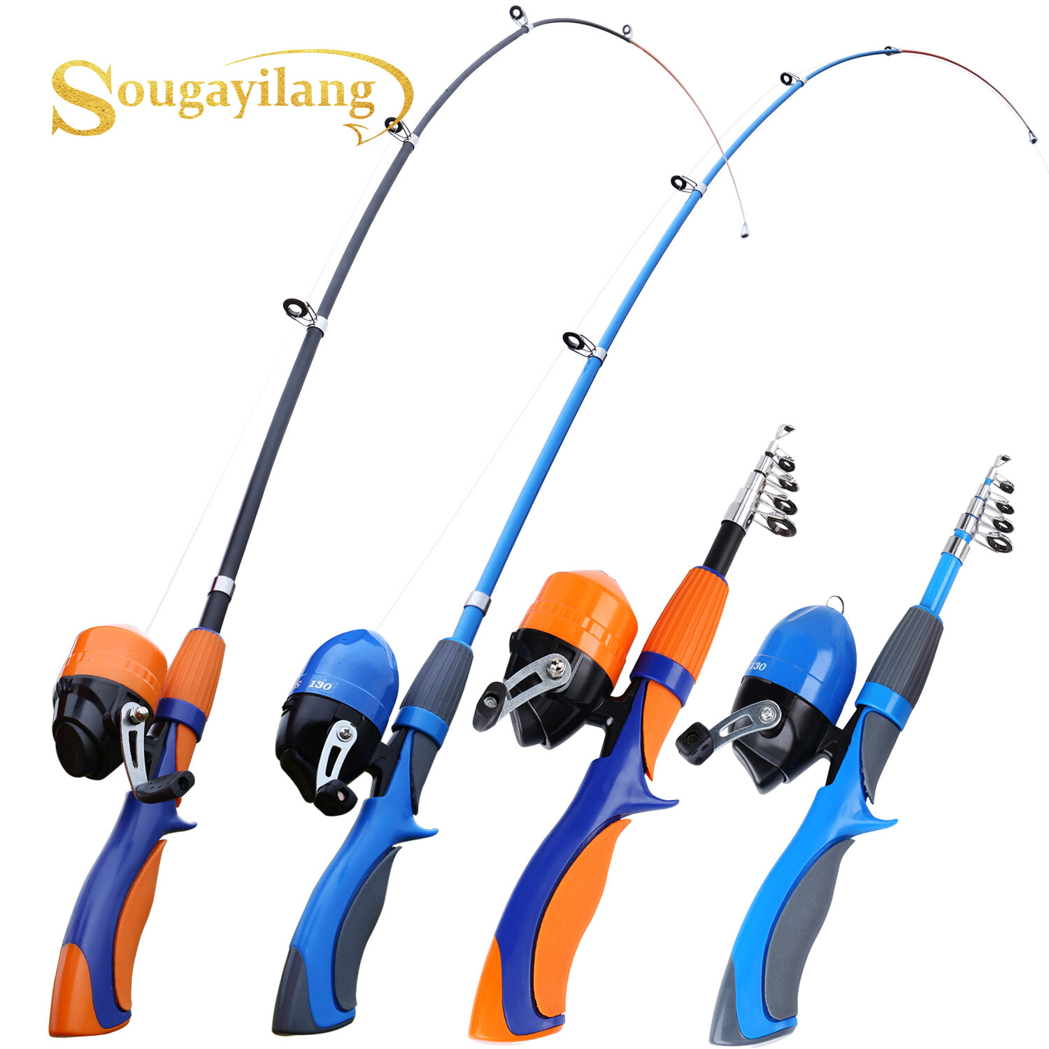 Sougayilang Children Fishing Rod Reel Set Mini Portable Telescopic 1.6m Fishing Rod with 3.0:1Gear Ratio Fishing Reel for Travel and Children Fishing Combo Set