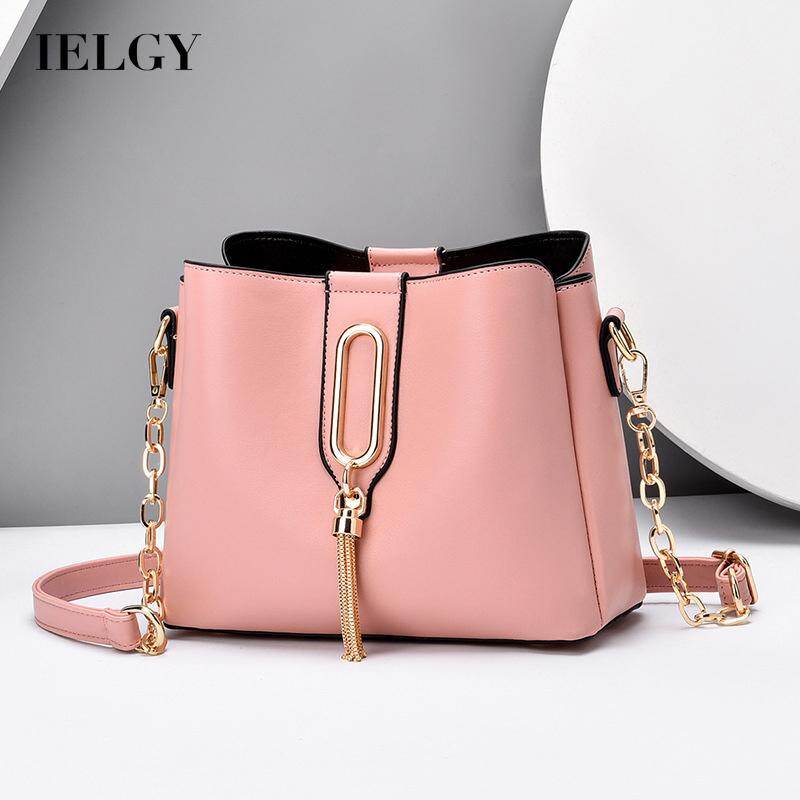 IELGY solid color chain tassel personalized one-shoulder messenger bag
