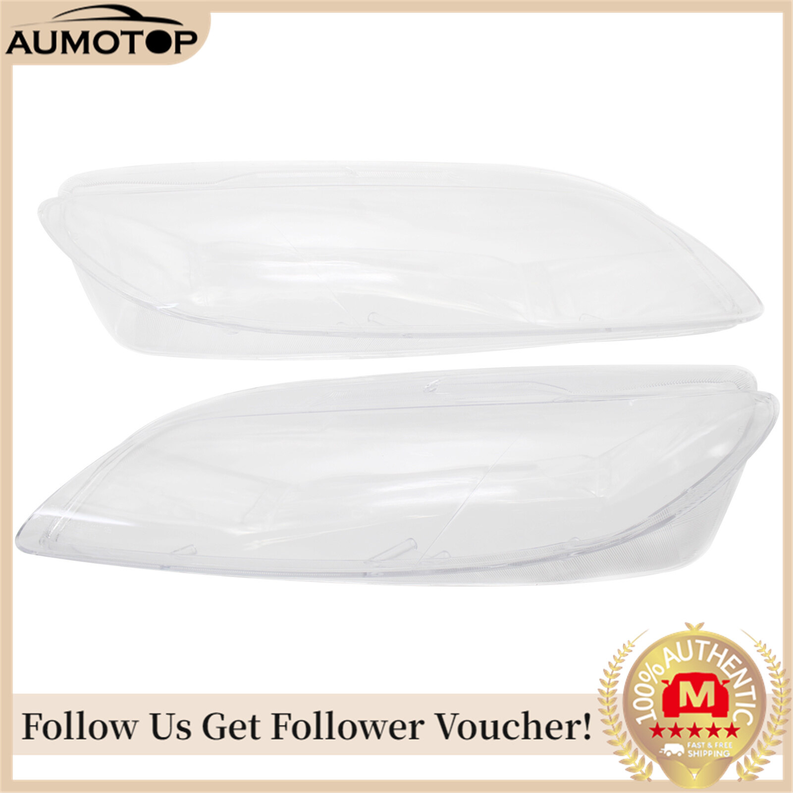1 pair headlight cover clear lens left & right replacement for mazda 6 2003-2007