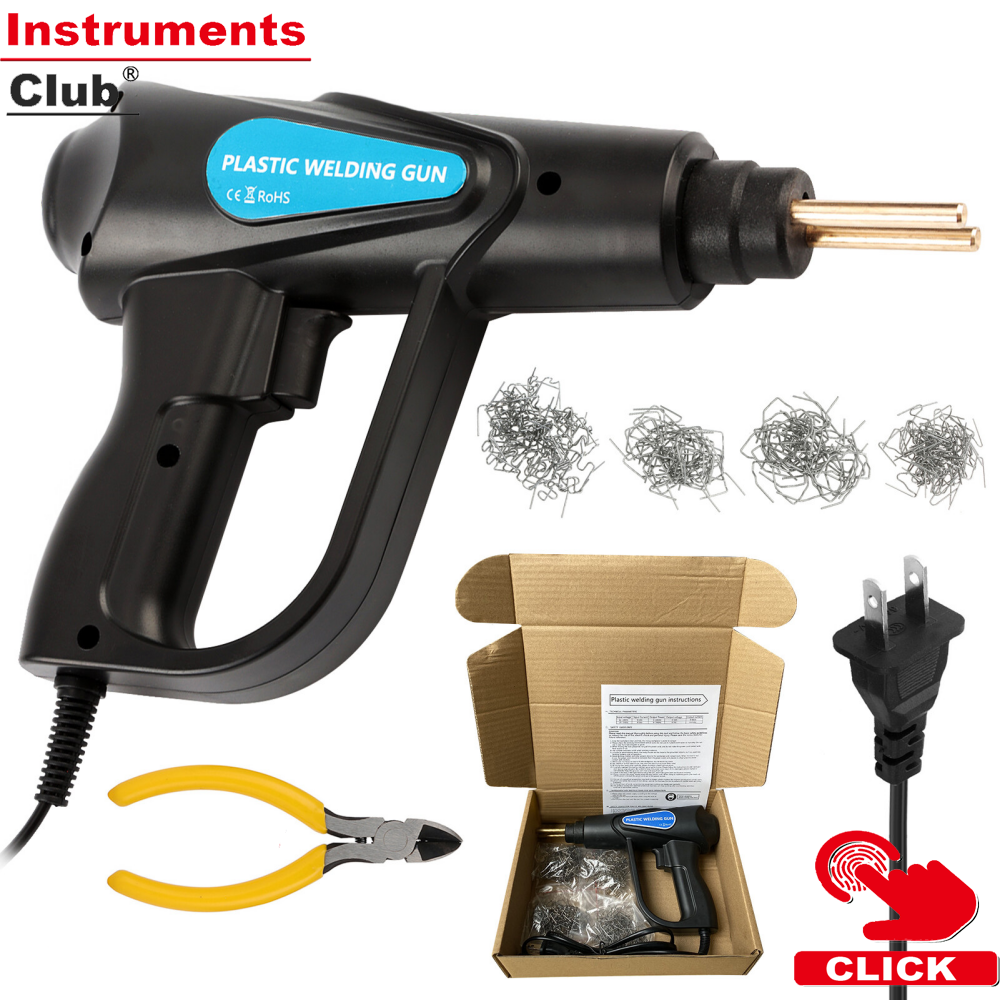 70W Hot Stapler, Plastic Welding Machine Car Bumper Repair Kit, 4 types Flat/Outside Corner/Inside Corner/Wave Staples, Welding Repairing Machine Welder Repair