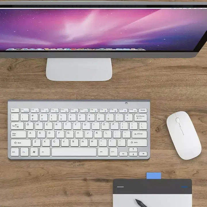 Vktech Ultra Tipis Mini Keyboard Nirkabel Usb Mouse Optik Kit Set Nirkabel Usb Mouse Optik Kit Set