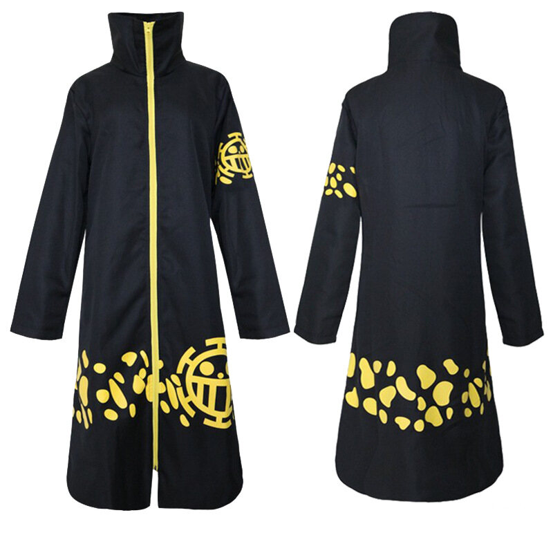 Anime ONE PIECE Costume Trafalgar Law Cosplay Cloak Black Hooded Trench Coat Trafalgar D Water Coat Halloween Carnival Costume For Men