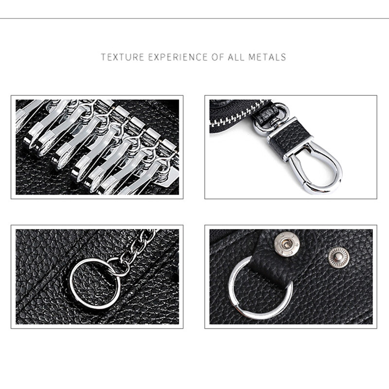 Ví Móc Khóa Da Thật Giá Đỡ Chìa Khóa Xe Đa Năng Dây Kéo Chính Organizer, Hộp Đựng Chìa Khóa Xe Thông Thường Ví Nữ
