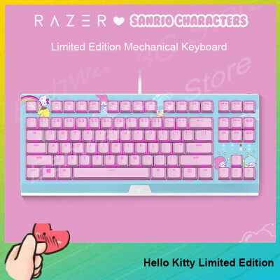 [Readyเพื่อส่ง] Razer Hello Kitty Limited Editionคีย์บอร์ดสำหรับเล่นเกมแบบมีสายคีย์บอร์ดแบบกลไกสำหรับPCคอมพิวเตอร์แล็ปท็อป