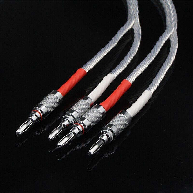 5 Pair OCC Silver-Plated Hifi Speaker Cable High Performance Speaker Amplifier Sound Connecting Line With Banana