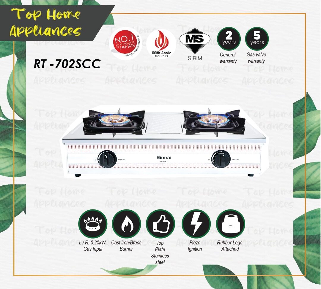 RINNAI TABLE TOP COOKER / STAINLESS STEEL / RT702SCC / DAPUR GAS / GAS