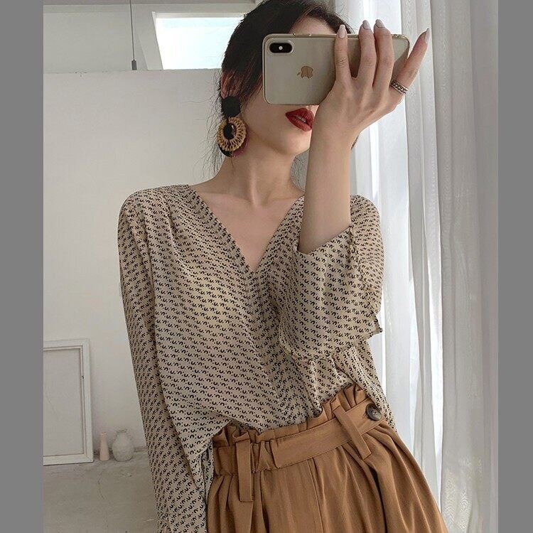 Korean Style Chiffon Long Sleeve Blouse Women's Shirt