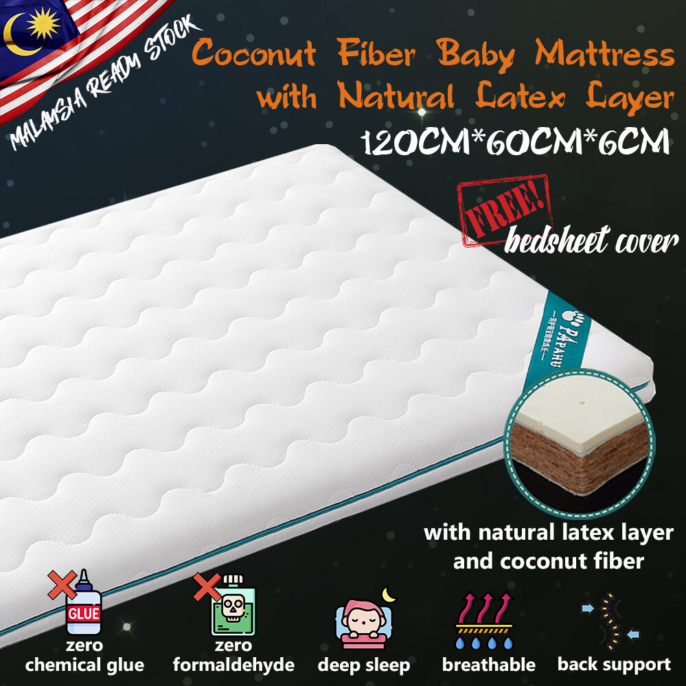 BEDSHEET INCLUDED DELUXE PAPAHU NATURAL LATEX COCONUT BABY MATTRESS