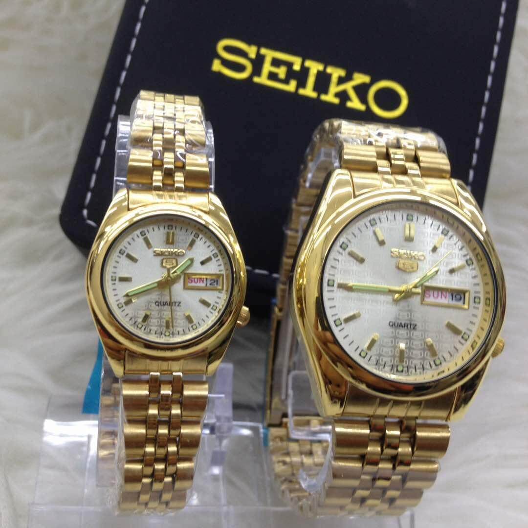 SPECIAL PROMOTION SEIK0_5 ANALOG STAINLESS STEEL WATCH SET FOR COUPLES Malaysia