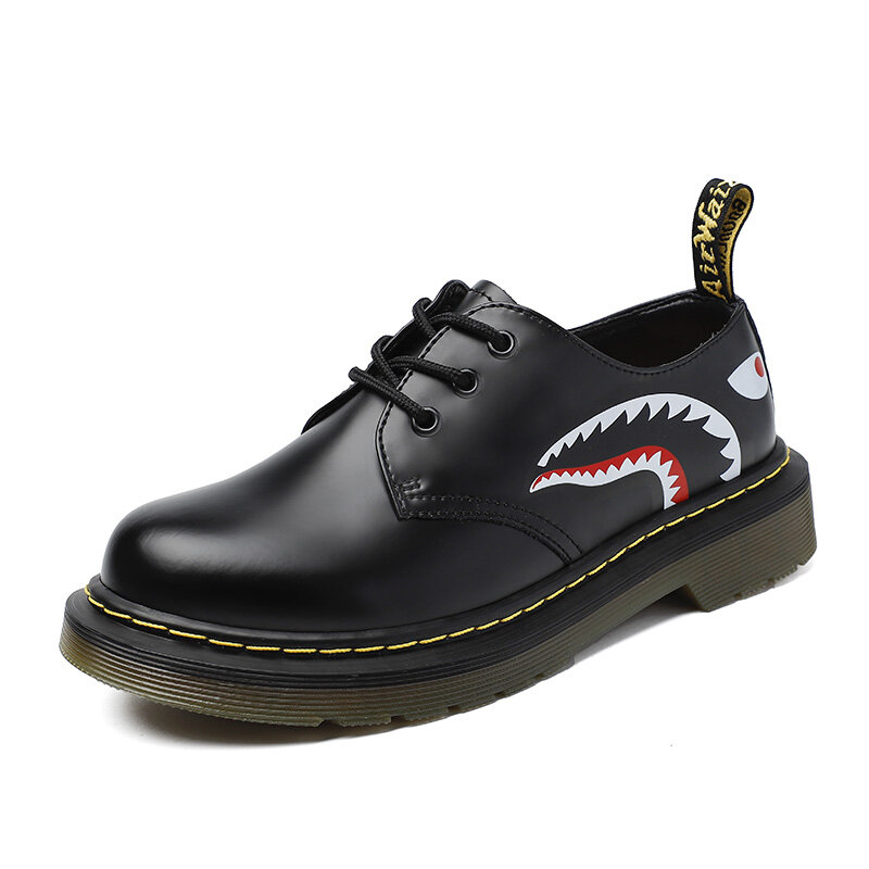 Dr Martens Air Wair Men's Casual Shoes 1461 Shark Pattern New Creative Design Fashion Casual Shoes Work Shoes Trend Men's Shoes for Men 38-44