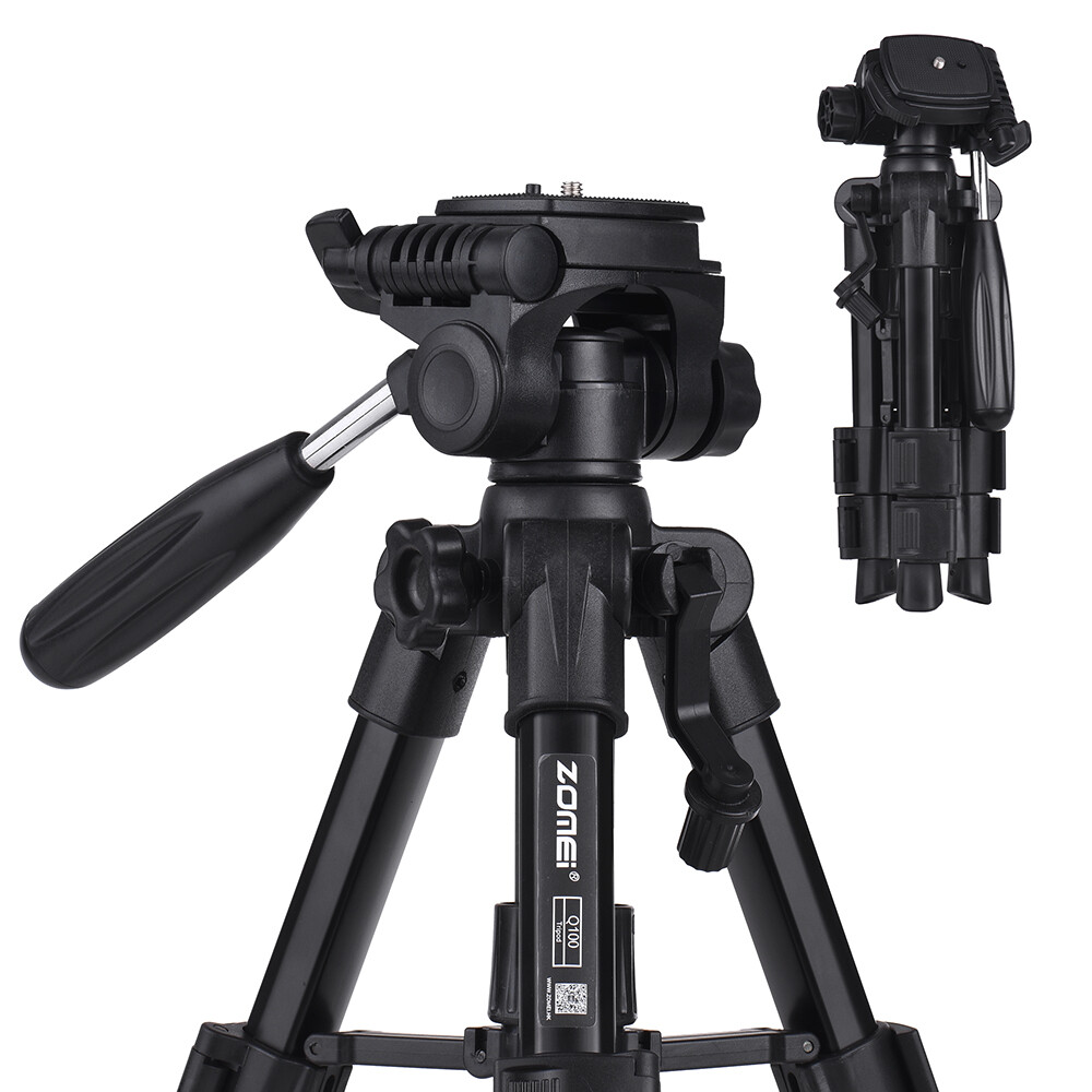 ZOMEI Q100 20inch Tabletop Folding Tripod with Quick Release Plate Storage Bag Black