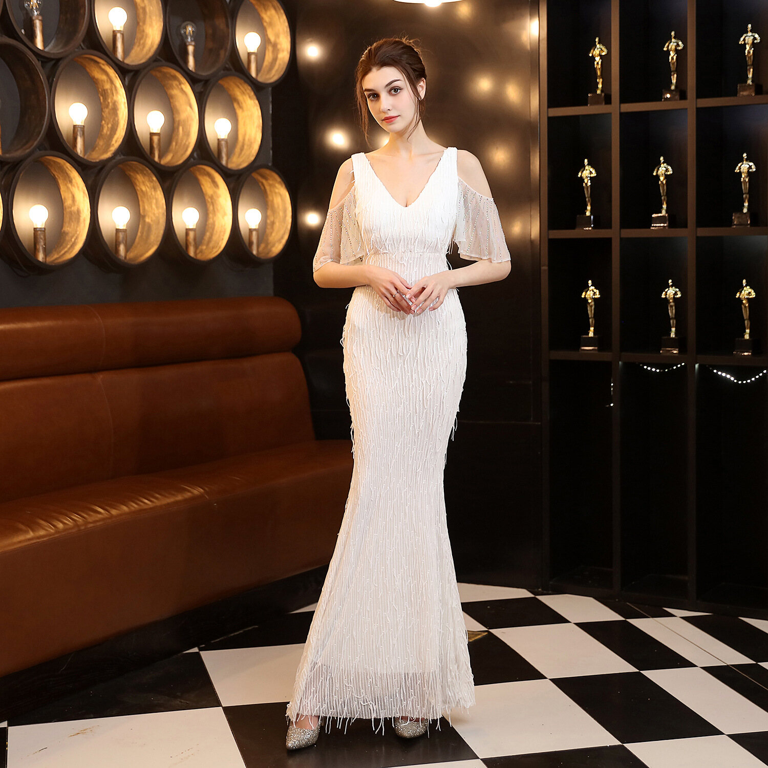 Evening Dresses For Women Party fringed sequin mermaid Elegant Sexy V-Neck Mermaid Sequin Wedding Formal Gown Evening dresses