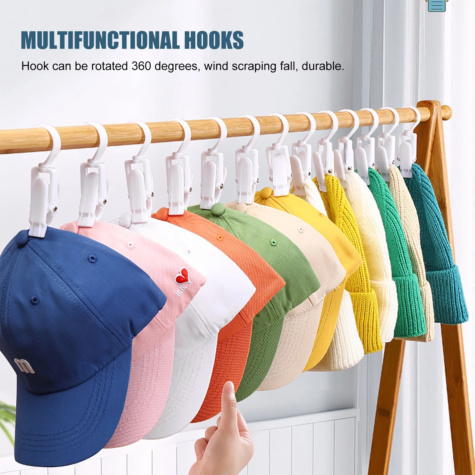 YESPERY 1/4/8 Chiếc Móc Mũ Xoay Được Móc Phơi Quần Áo Bằng Nhựa Đa Năng Móc Trưng Bày Mũ Cho Cửa Hàng Móc Treo Găng Tay Kẹp Phơi Tất