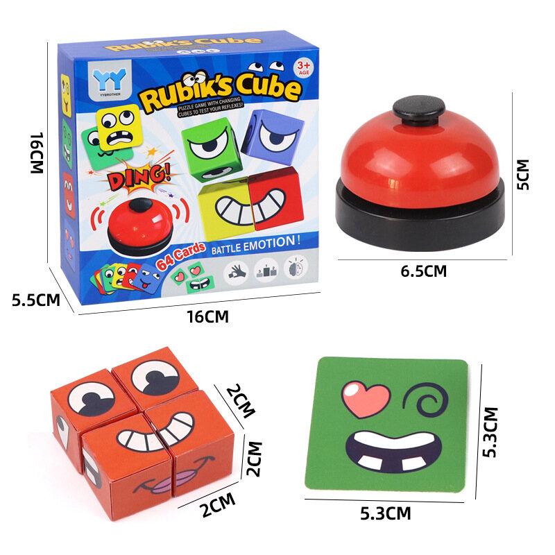 Kids Face Change Expression Puzzle Building Blocks Montessori Cube Table Game Toy