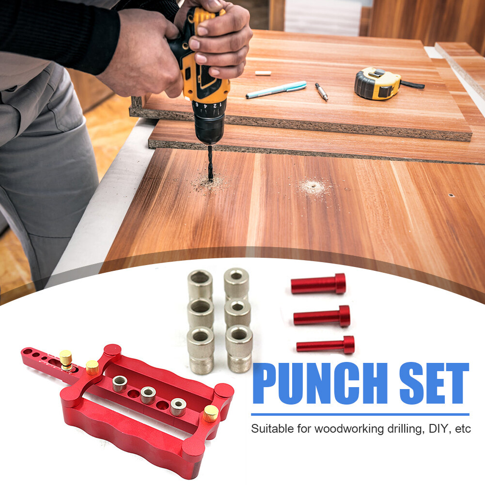 Pocket Hole Doweling Jig Kit ศูนย์กลางตัวเองตัวนำเจาะ Puncher Scriber