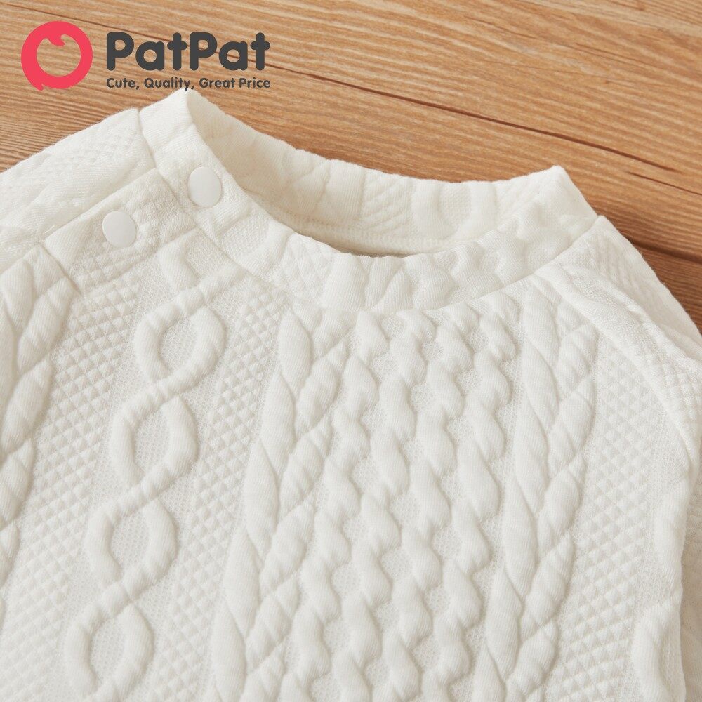 PatPat 2 Chiếc Bộ Dệt Kim Giả Dài Tay Màu Trơn Cho Bé Gái
