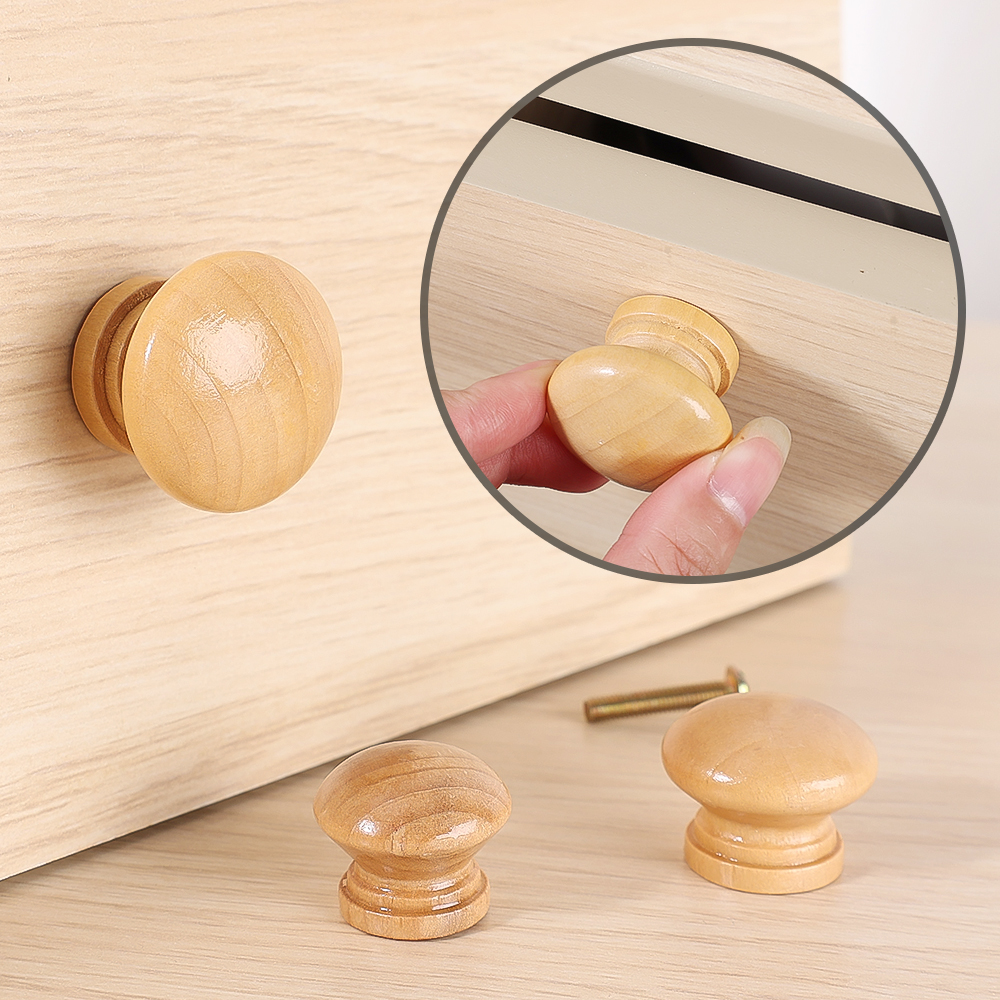 Polocat 1/2 cái núm ngăn kéo tủ quần áo tủ gỗ tự nhiên hình tròn cán bằng gỗ tay kéo cửa tay cầm nhà bếp đồ ngũ kim đồ nội thất 3 kích cỡ