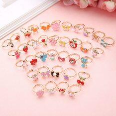 Meiyang 10 Cái/bộ Phong Cách Ngẫu Nhiên Trẻ Em Hoạt Hình Dễ Thương Trang Sức Trẻ Em Nhẫn Hợp Kim Nhựa Phong Cách Hàn Quốc Cô Gái Quà Tặng Ngày Của Trẻ Em