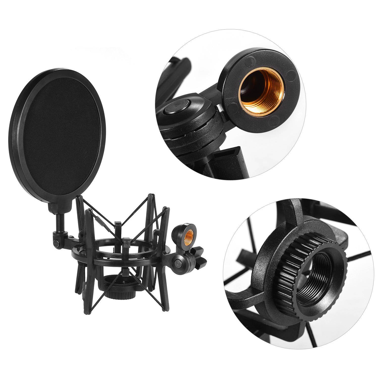 Giá Đỡ Micro Chống Sốc Điện Dung Bằng Nhựa Thông Dụng Chống Rung Với Bộ Lọc Pop Dành Cho Studio Phát Sóng Trực Tuyến Ghi Âm Nhạc