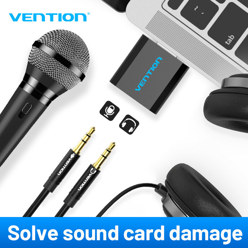 【COD】Vention Card âm thanh ngoài USB sang jack 3.5mm Jack tai nghe Aux Bộ chuyển đổi âm thanh stereo Card âm thanh cho loa PC Mic Máy tính xách tay Máy tính PS4