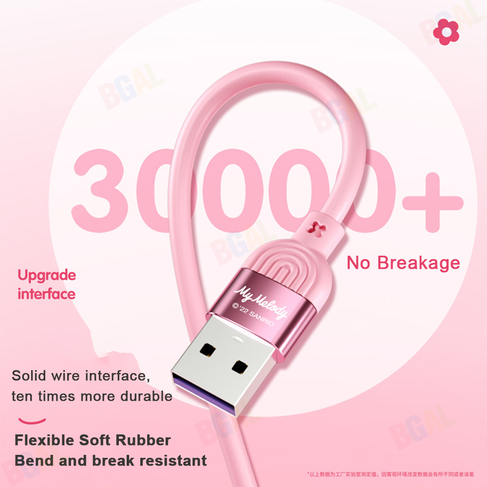 100% Authentic Sanrio Hello Kitty Accessories Melody 3 in 1 Charging Cable Cinnamoroll USB Cable Type C Lightning Cable Micro USB Cable Fast Charging for iOS and Android Smartphone Kuromi AQ1 SJ-726 AQ2
