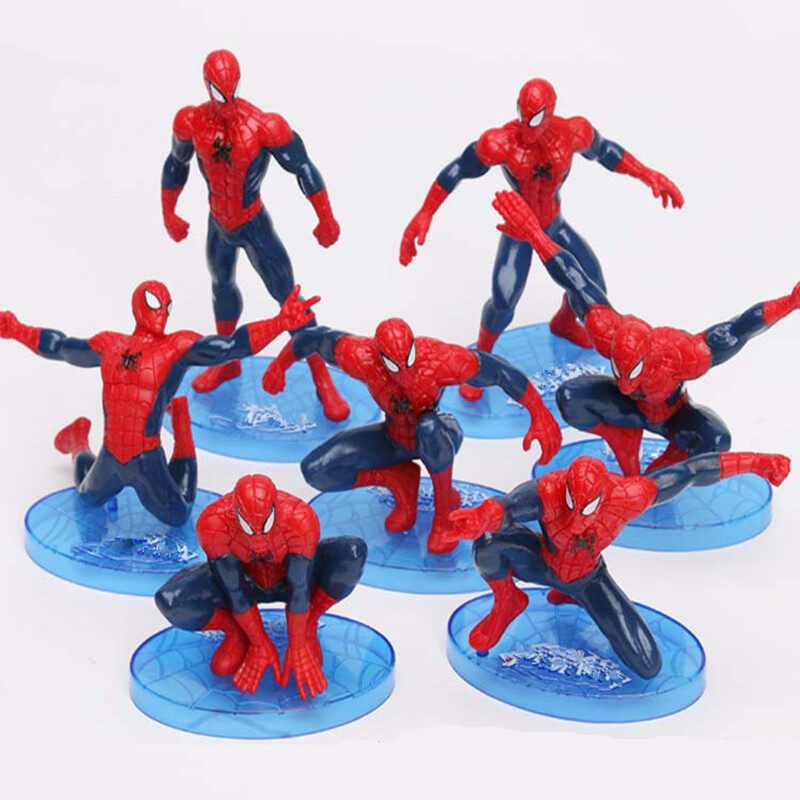 Toystoryshop 7Pcs Avengers Spiderman Action Figure Toys for Boy Home Decor cake topper decoration spider man Super Hero Collectable PVC Model Doll Birthday Gift for Kids