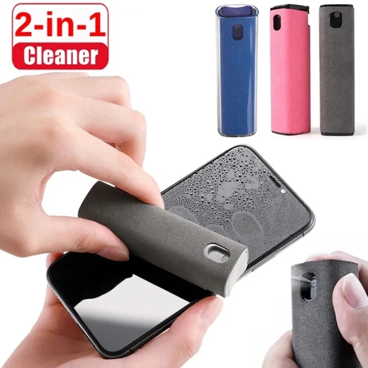 2 trong 1 màn hình điện thoại thiết bị làm sạch dạng phun máy tính màn hình điện thoại di động màn hình điện thoại Thiết bị khử bụi Công cụ vải vi sợi cho iPhone iPad Apple đánh bóng