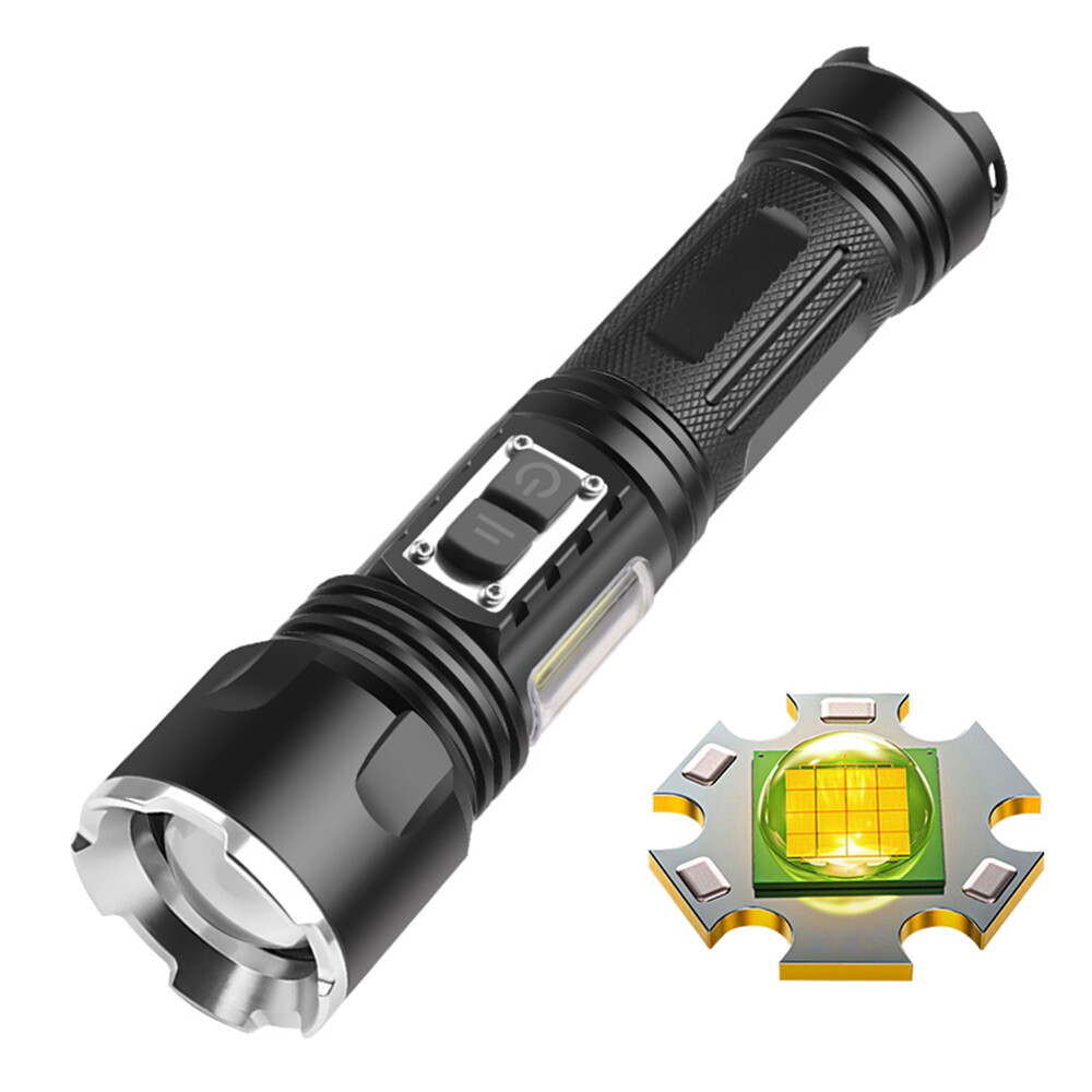 Đèn Pin XHP160 Công Tắc Đôi Đèn Bên COB Phóng To Sạc Được TYPE