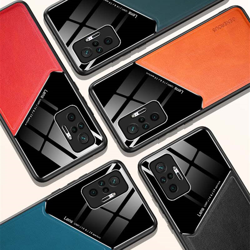 ROAZIC Dành Cho Xiaomi Redmi Note 10 Note 10 Pro Note 10 Pro Max Note 9 Note 9S Note 9 Pro Ốp Điện Thoại Vỏ Thủy Tinh Từ Tính Kết Cấu Da, Ốp Lưng Chống Sốc Cạnh Mềm