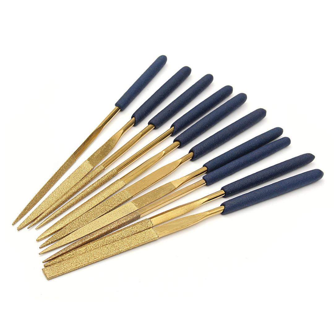 10Pcs Metal Titanium Diamond Coating Needle Flat File Set Working Craft Tools