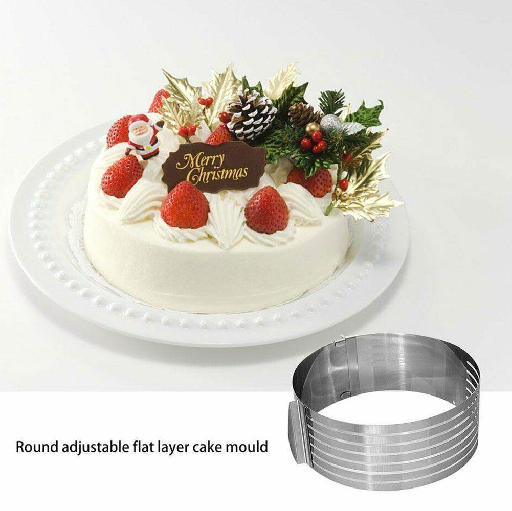 Dụng Cụ Cắt Bánh Có Thể Điều Chỉnh Khuôn Tạo Lớp Bánh Mousse Tròn Vòng Cài Đặt Bánh Cắt Lát Bằng Thép Không Gỉ Dụng Cụ Làm Bánh Tự Làm