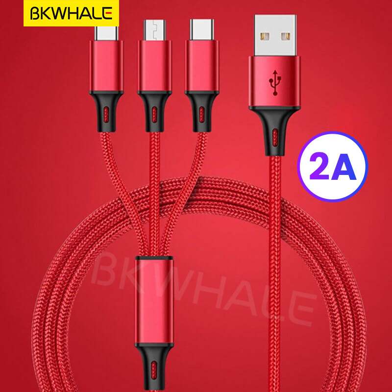 Bkwhale 66w super charge data cables 5a fast charging cable micro usb / type-c / ios 3 in 1 cables
