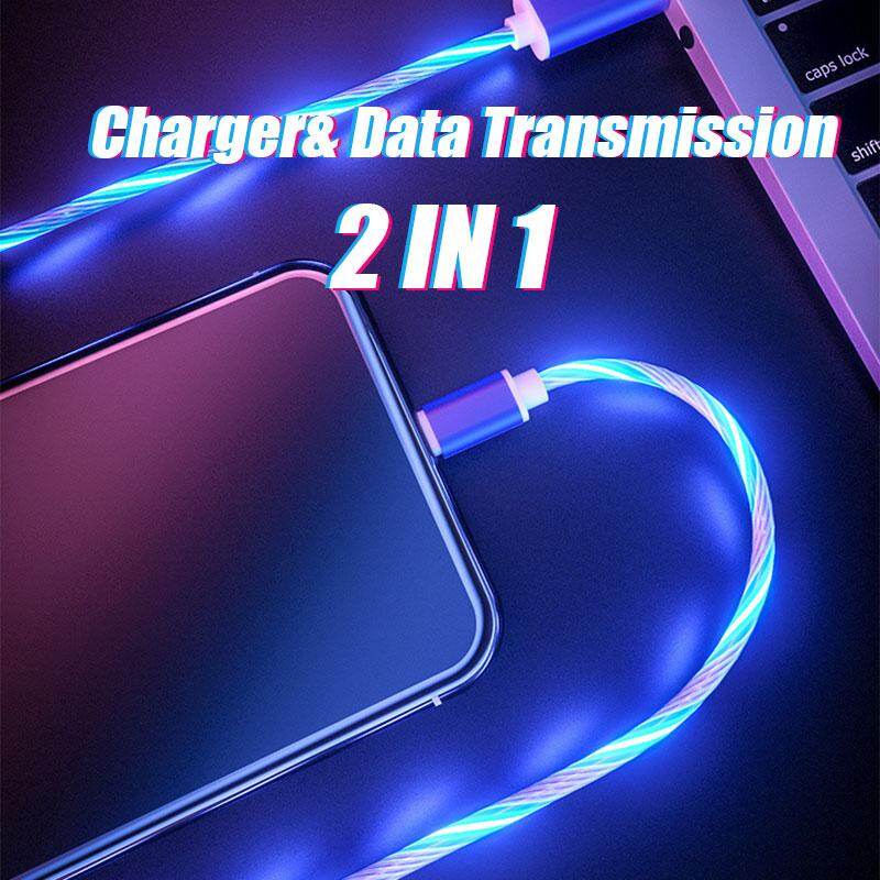 Cáp Sạc Nhanh USB 1/2M Có Đèn LED Truyền Dữ Liệu, Phát Sáng Trong Bóng Tối, Vỏ Kim Loại, Dùng Cho iPhone XS Max Samsung S10, Hauwei, Xiaomi...