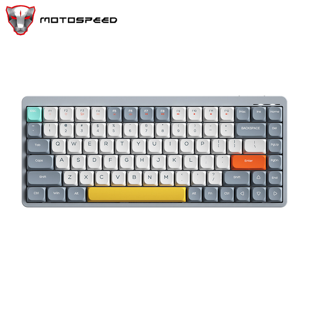 MOTOSPEED Wireless Mechanical Keyboard 84 Keys 2.4G+BT5.0+Type-C 3 Connections 75% Low Profile Layout Keyboards 15 Light Effect 5 Brightness Levels for Tablet Laptop Smartphone Gateron Red Switches/Gateron Blue Switches