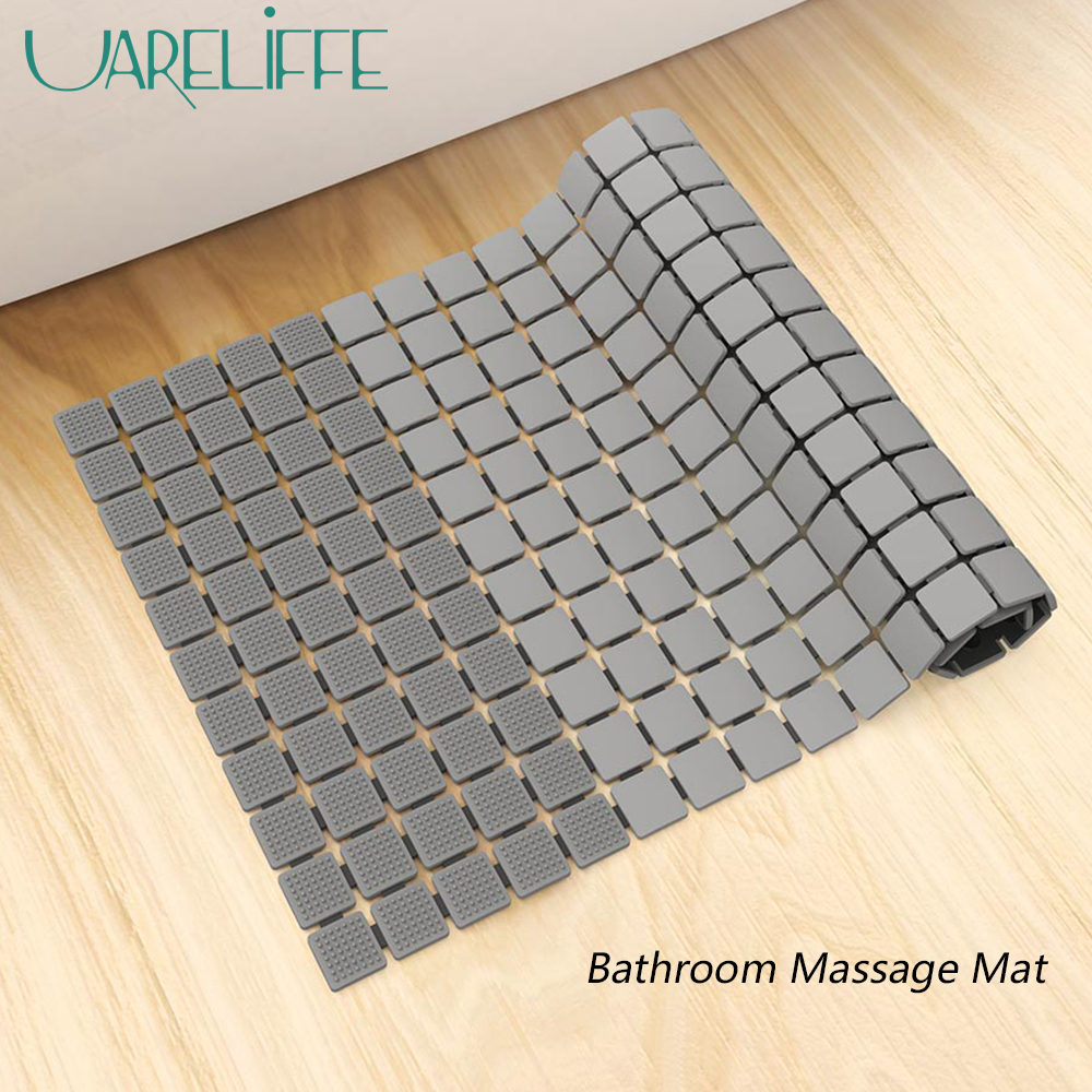 Uareliffe THẢM PHÒNG TẮM Qualitell Chất Liệu TPE Mềm Chống Trượt Có Giác Hút Thiết Kế Thoát Nước Chân Lưu Trữ Dễ Dàng Cho Gia Đình