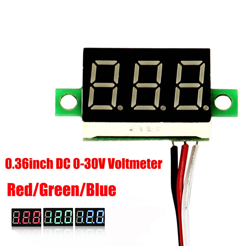 Dc 0-30V 0.36 inch3 hiển thị chữ số vôn kế mini kỹ thuật số LED Vôn kế cụ đỏ/xanh/Gree